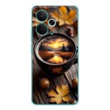 Чехол с уникальным дизайном «Осень с кофе» для RealMe 15 – Тёмный кофе