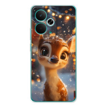 Яркий чехол для RealMe 15 с Зимними Оленятами – Оленёнок среди гирлянд