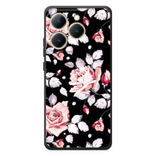 Чехлы с Цветами для RealMe 15T (VPrint) (Цветочки на черном)