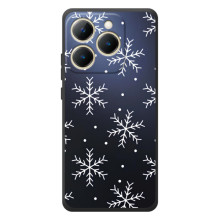 Зимние Чехлы для Реалми 15Т - прозрачный фон – Белые снежинки
