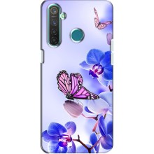 Чехлы с Цветами для Realme 5 Pro (VPrint) (Бабочка на цветочке)