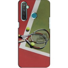 Чехлы с принтом Спортивная тематика для Realme 5 Pro (Ракетки теннис)