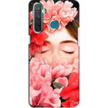 Чехлы (ART) Цветы на Realme 5 (VPrint) (Глаза в цветах)