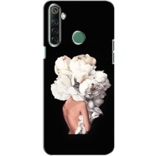 Чехлы (ART) Цветы на Realme 6i (VPrint) (Белые цветы)