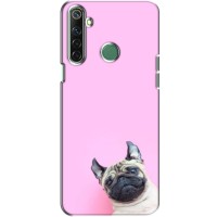 Бампер для Realme 6i з картинкою "Песики" – Собака на рожевому