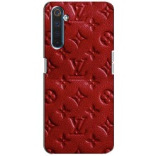 Текстурный Чехол Louis Vuitton для Реалми 6 Про – Красный ЛВ