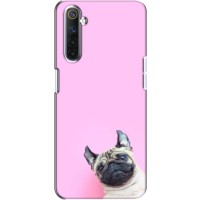 Бампер для Realme 6 с картинкой "Песики" (Собака на розовом)
