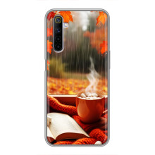 Чехол с уникальным дизайном «Осень с кофе» для Realme 6 – Кофе и дождь