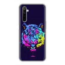 Силиконовый бампер с картинкой животных для Realme 6 (Тигр-Арт)