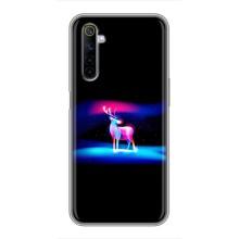 Силиконовый бампер с картинкой животных для Realme 6 (Яркий олень)