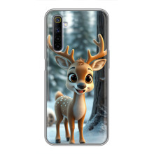 Яскравий чохол для Realme 6 з Зимові Оленята – Оленятко в лісі