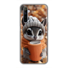 Печатный чехол «Зверята с кофе» для Realme 6