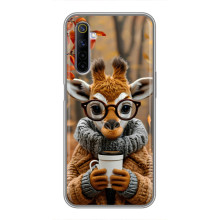 Печатный чехол «Зверята с кофе» для Realme 6 – Жираф с кофе