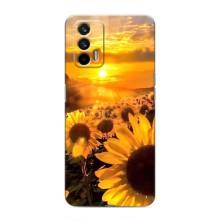 Чехол с Цветами для Realme 7 Pro – поле подсолнухов