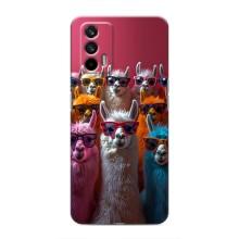 Чехол с принтом стильные животные для Реалми 7 Про – Ламы в очках