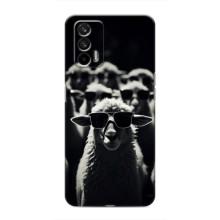 Чехол с принтом стильные животные для Реалми 7 Про – Овечка в очках