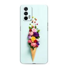 Чехлы с тематикой "ЦВЕТЫ" на Realme 7 Pro (Цветок-мороженное)