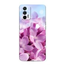 Силиконовый бампер с принтом (цветочки) на Реалмі 7 Про (Сиреневые цветы)