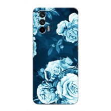 Чехлы (ART) Цветы на Realme 7 (VPrint) (Голубые Бутоны)