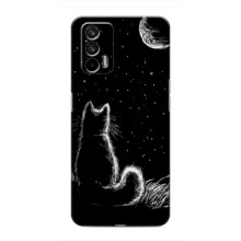 Чехол с принтом для Realme 7 (AlphaPrint) Модные коты (Котик и луна)