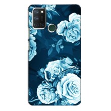 Чехлы (ART) Цветы на Realme 7i (VPrint) (Голубые Бутоны)