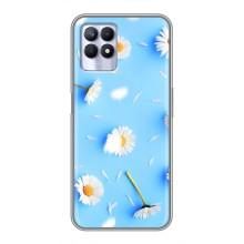 Чехол с Цветами для Realme 8 Pro (ромашки на голубом)