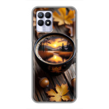 Чехол с уникальным дизайном «Осень с кофе» для Realme 8 Pro – Тёмный кофе
