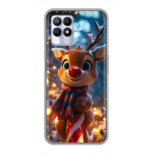 Яркий чехол для Realme 8 Pro с Зимними Оленятами – Олень в шарфе