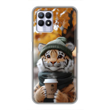 Друкований чохол 'Звірята з кавою' для Realme 8 Pro – Тигр з кавою