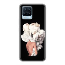 Чехлы (ART) Цветы на Realme 8 (VPrint) (Белые цветы)