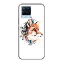 Чохли з картинкою Лисичка для Realme 8 (VPrint) (Лиса в квітах)