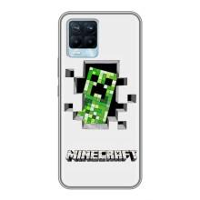 Чехол Майнкрафт на Realme 8 (AlphaPrint) Minecraft – крипер Майнкрафт