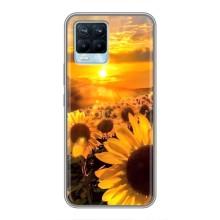 Чехол с Цветами для Realme 8 (поле подсолнухов)