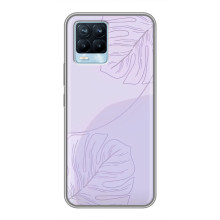 Чехол цветочный дизайн для Realme 8 – Монстера фиолетовая