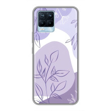 Силиконовый чехол с принтом в цветах на Realme 8 – Фиолетовый дизайн