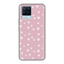 Чехол с розовым рисунком для Realme 8 – Сердечки на розовом