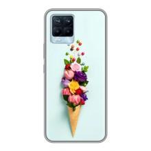 Чехлы с тематикой "ЦВЕТЫ" на Realme 8 (Цветок-мороженное)