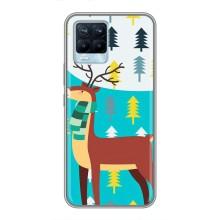 Силиконовый бампер с картинкой животных для Realme 8 (Олень с шарфом)