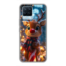 Яркий чехол для Realme 8 с Зимними Оленятами – Олень в шарфе