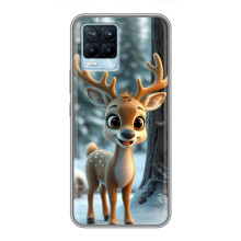 Яркий чехол для Realme 8 с Зимними Оленятами – Оленёнок в лесу