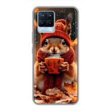 Печатный чехол «Зверята с кофе» для Realme 8 – Белка с кофе