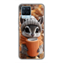 Печатный чехол «Зверята с кофе» для Realme 8