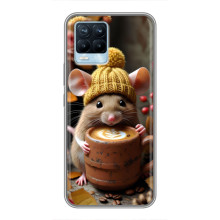 Печатный чехол «Зверята с кофе» для Realme 8 – Медведь с кофе