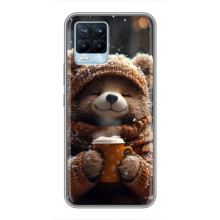 Печатный чехол «Зверята с кофе» для Realme 8 – Мишка с кофе