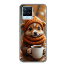 Печатный чехол «Зверята с кофе» для Realme 8 – Песик с кофе