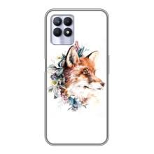 Чехлы с картинкой Лисички для Realme 8i (VPrint) (Лисичка в цветочках)