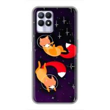 Чехлы с картинкой Лисички для Realme 8i (VPrint) (Лисички космонавты)
