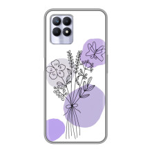 Силконовий чохол з принтом в квітах на Realme 8i – Фіолетовий букет
