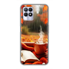 Чехол с уникальным дизайном «Осень с кофе» для Realme 8i – Кофе и дождь