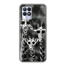 Силиконовый чехол с КАРТИНКАМИ лето для Realme 8i (AlphaPrint) (Жирафы в очках)